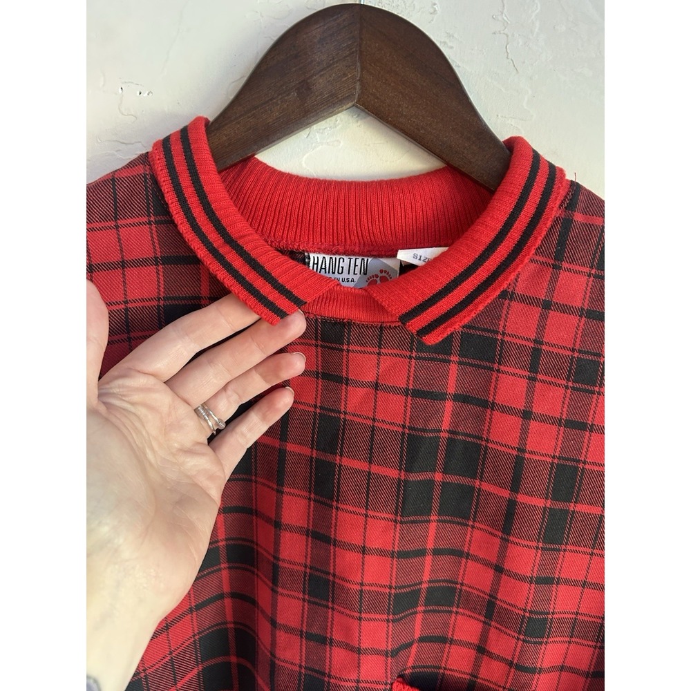 Vintage 90s Y2K Hang Ten Cropped Boxy Plaid Top S Punk Academia Edgy Grunge‎ - Picture 4 of 8